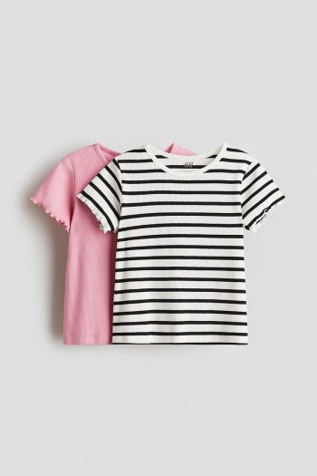 H&M 2-Pack Ribbed Cotton T-Shirts