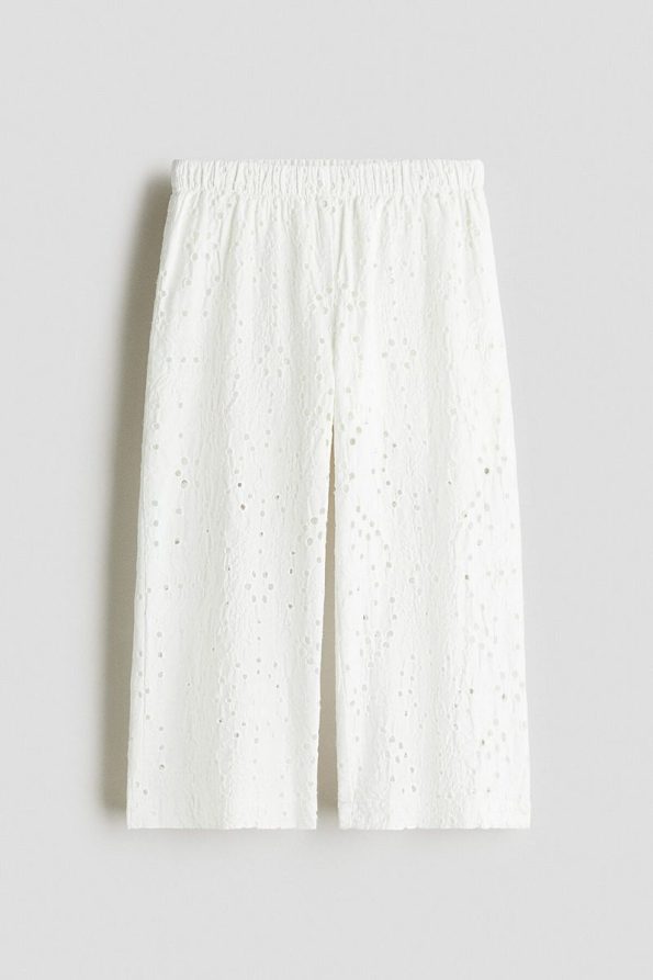 Embroidered Wide Leg Trousers