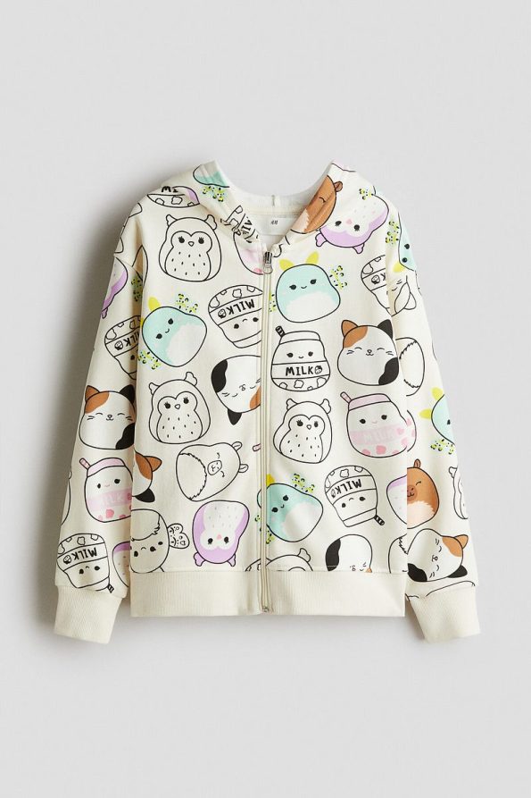 H&M Hooded Zippered Printed Top