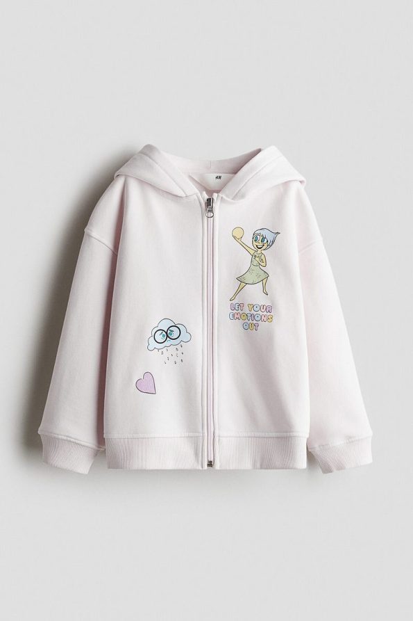 Hooded Zip-Up Printed Top