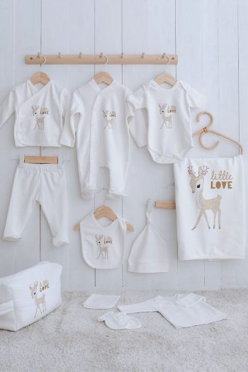 Tuğba Swan Organic 11-Piece Hospital Set - Pure Baby - Floral Antlered Deer