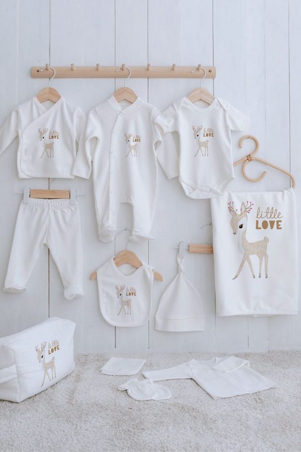 Tuğba Swan Organic 11-Piece Hospital Set - Pure Baby - Floral Antlered Deer