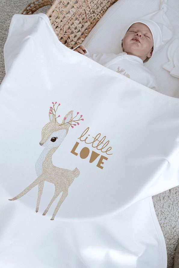 Tuğba Swan Organic 11-Piece Hospital Set - Pure Baby - Floral Antlered Deer