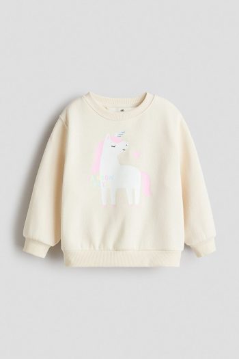 H&M Printed Fleece-Lined Sweatshirt