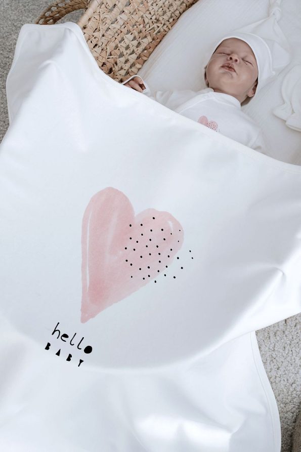 Tuğba Swan Organic 11-Piece Hospital Set - Pure Baby - Pink Romantic Heart