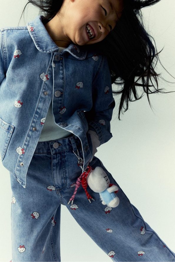 H&M Printed Wide Leg Jeans