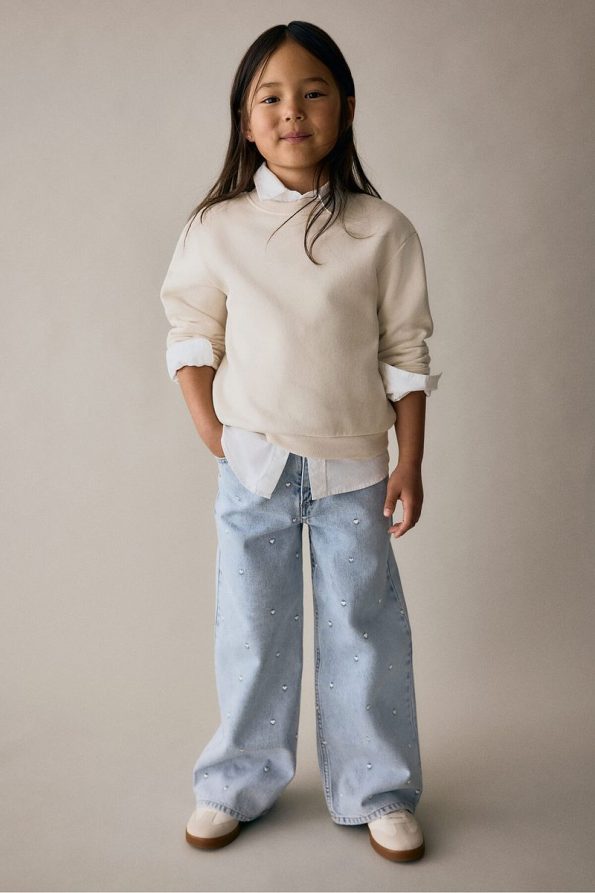 H&M Wide Leg Jeans with Pattern Details