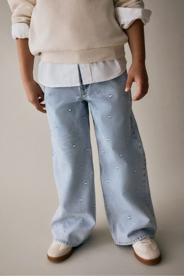 H&M Wide Leg Jeans with Pattern Details