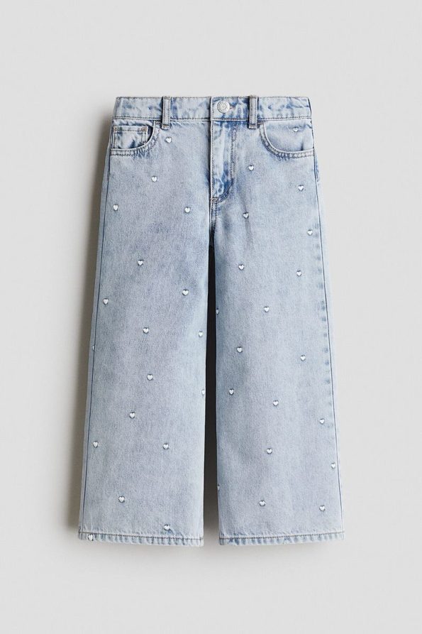 H&M Wide Leg Jeans with Pattern Details