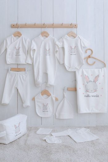 Tuğba Swan Organic 11-Piece Baby Hospital Set - Pink Eared Bunny