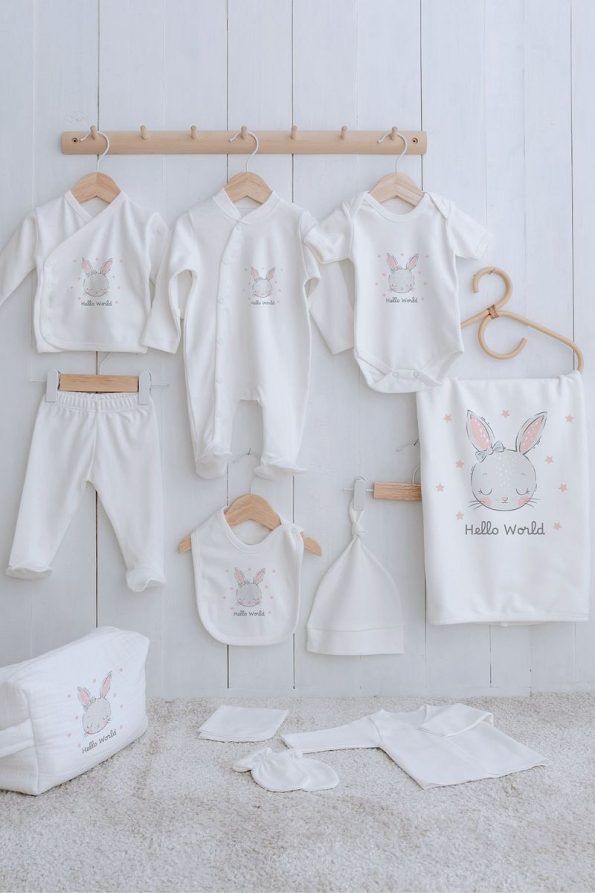 Tuğba Swan Organic 11-Piece Baby Hospital Set - Pink Eared Bunny