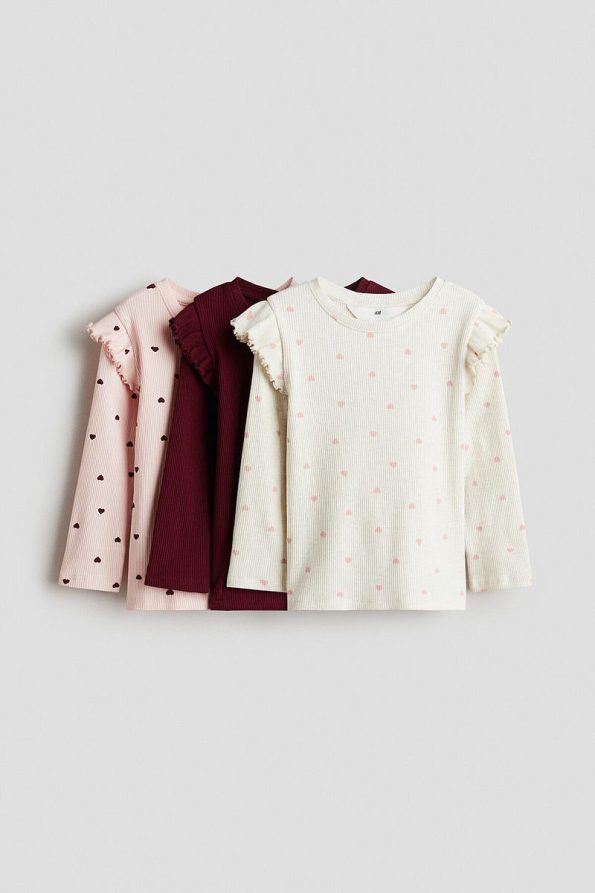 H&M Set of 3 Ruffled Jersey Tops