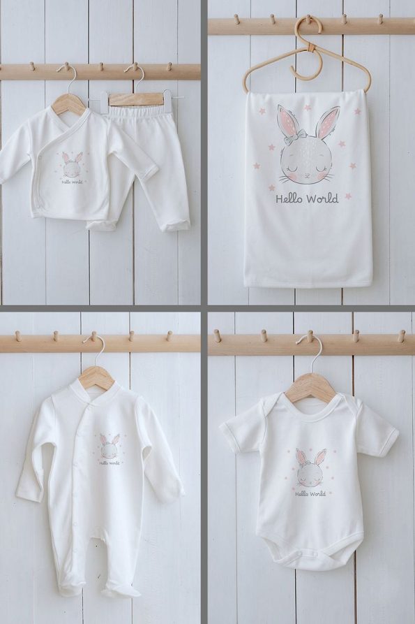 Tuğba Swan Organic 11-Piece Baby Hospital Set - Pink Eared Bunny