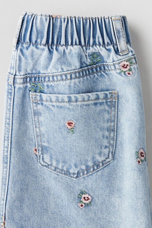 Embroidered Denim Skirt