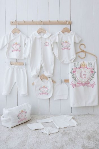 Tuğba Swan Organic 11-Piece Hospital Set - Pink Royal Series - Letter G