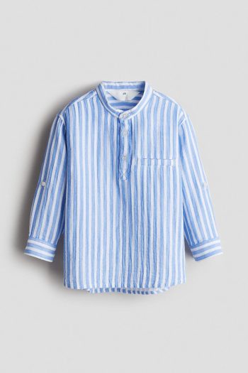 H&M Cotton Muslin Mandarin Collar Shirt