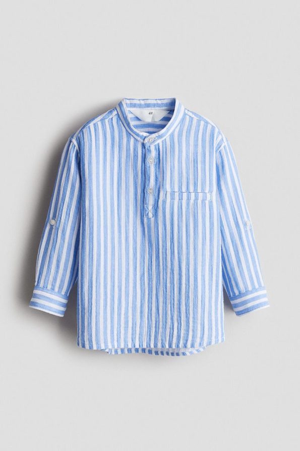 H&M Cotton Muslin Mandarin Collar Shirt