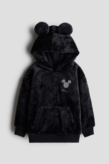H&M Printed Fleece Hooded Top