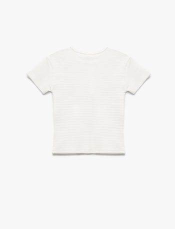 Boys' Short Sleeve Cotton T-Shirt with Bicycle Neck and Pocket Detail