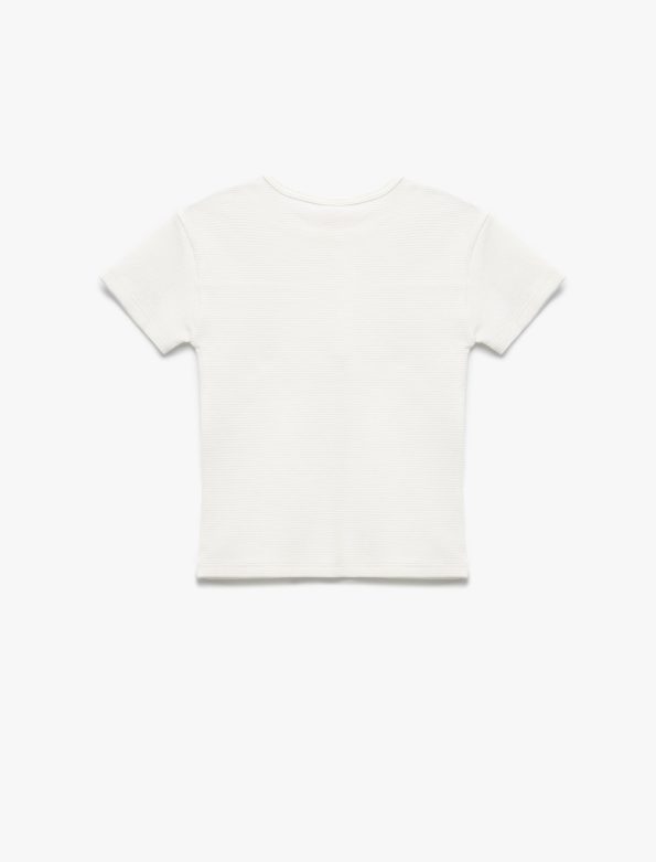 Boys' Short Sleeve Cotton T-Shirt with Bicycle Neck and Pocket Detail