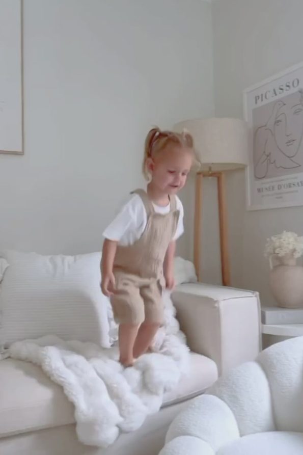 Organic Cotton Muslin Baby Beige Short Overalls