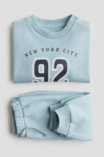 2-Piece Printed Fleece-Lined Sweatshirt Set