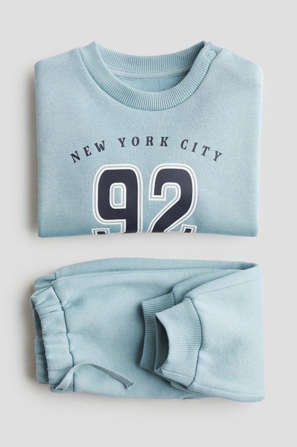 2-Piece Printed Fleece-Lined Sweatshirt Set