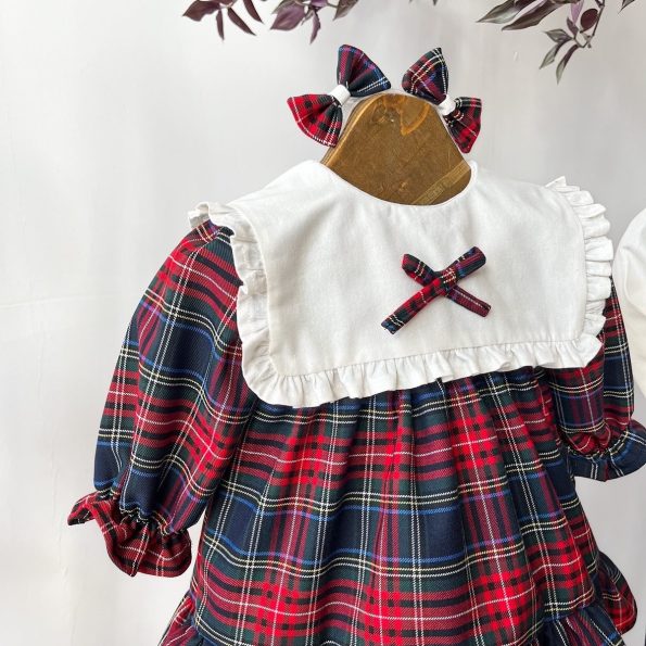 Scotch Square Neck Dress with 2 Hairpins
