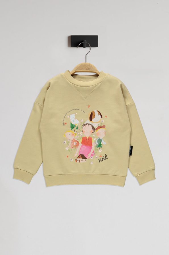 Heidi Pattern Beige Cotton Sweatshirt Set