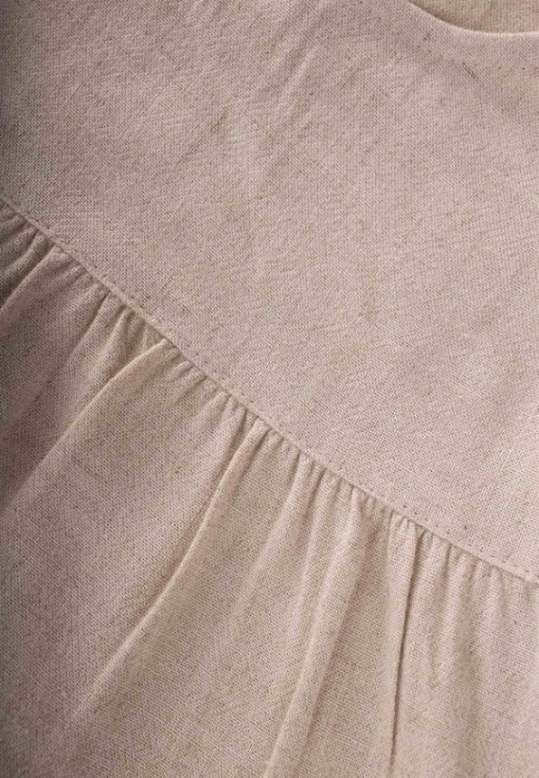 Gathered Tiered Linen Dress for Ages 2-7 Natural