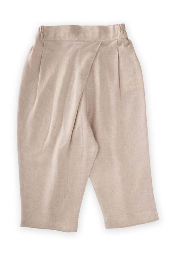 Cross Pleated Linen Pants for Ages 2-7 Natural