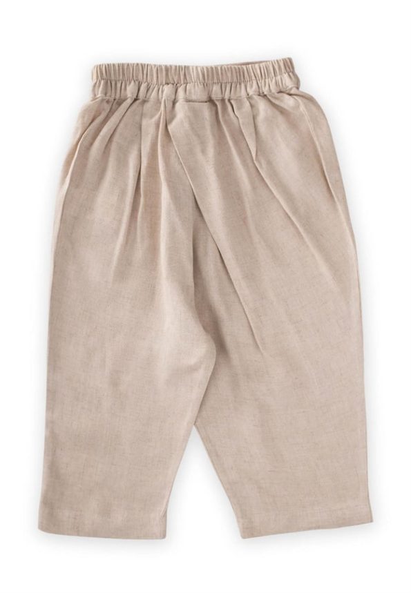 Cross Pleated Linen Pants for Ages 2-7 Natural