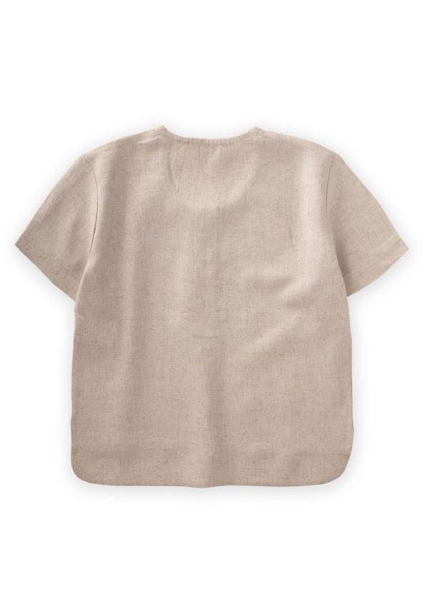 Half Button Linen Blouse 2-7 Years Natural