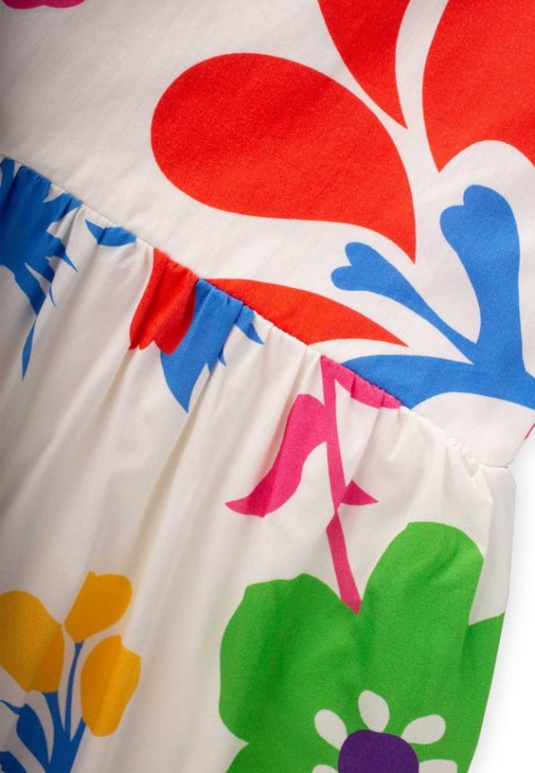 Flower Printed Dress for Ages 2-7 in Ecru