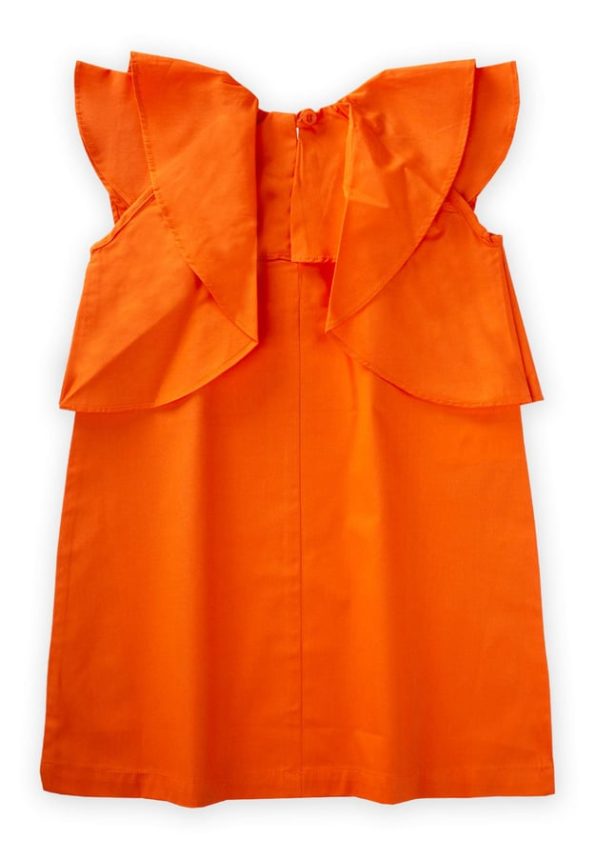 Ruffled Poplin Dress for Ages 2-7 in Orange