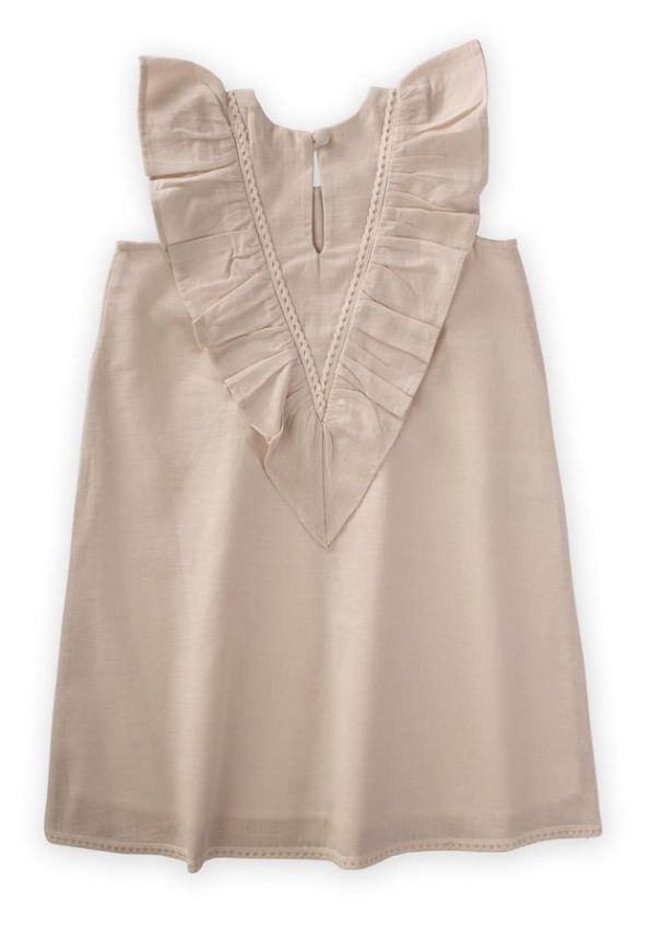 Lace Trim Dress for Ages 2-7 in Ecru