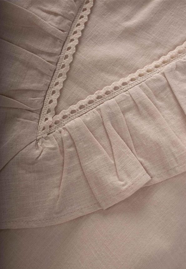 Lace Trim Dress for Ages 2-7 in Ecru