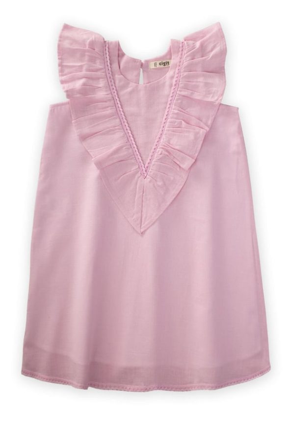 Lace Hem and Back Dress for Ages 2-7 Pink