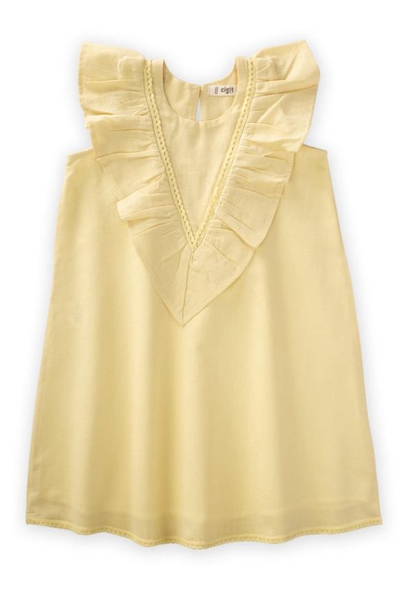 Lace Hem and Back Dress for Ages 2-7 Yellow