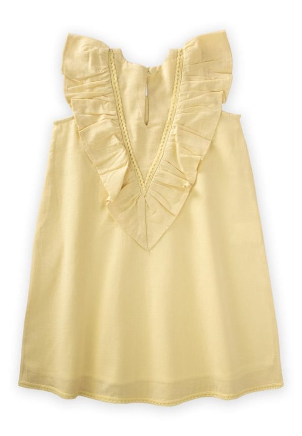Lace Hem and Back Dress for Ages 2-7 Yellow
