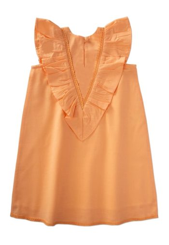 Dress with Lace Trim for Ages 2-7 in Apricot