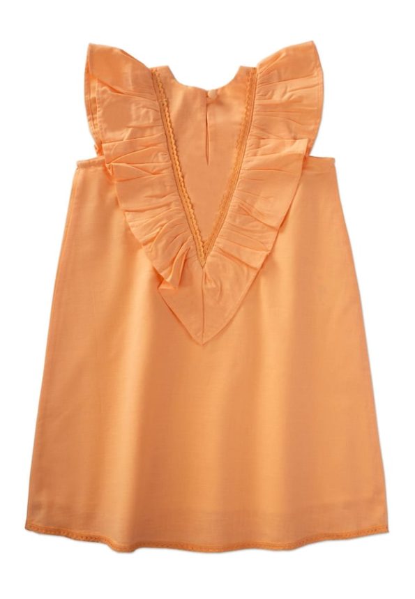 Dress with Lace Trim for Ages 2-7 in Apricot