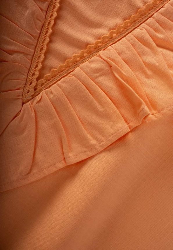 Dress with Lace Trim for Ages 2-7 in Apricot