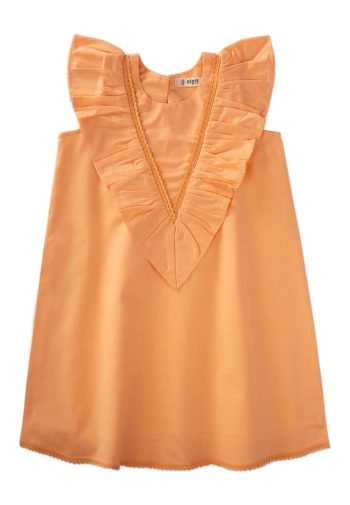 Dress with Lace Trim for Ages 2-7 in Apricot