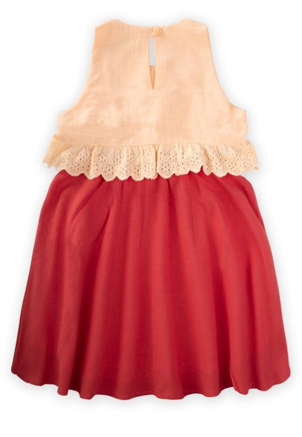 Two-Toned Lace Waist Dress for Ages 2-7 Peach Pink