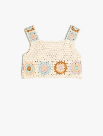 Girls' Cotton Crop Knit Tank Top with Square Neck
