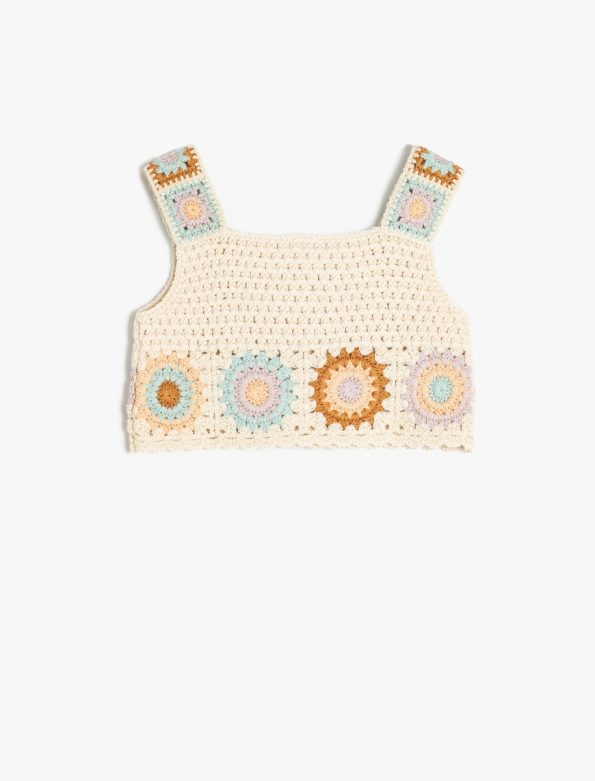 Girls' Cotton Crop Knit Tank Top with Square Neck