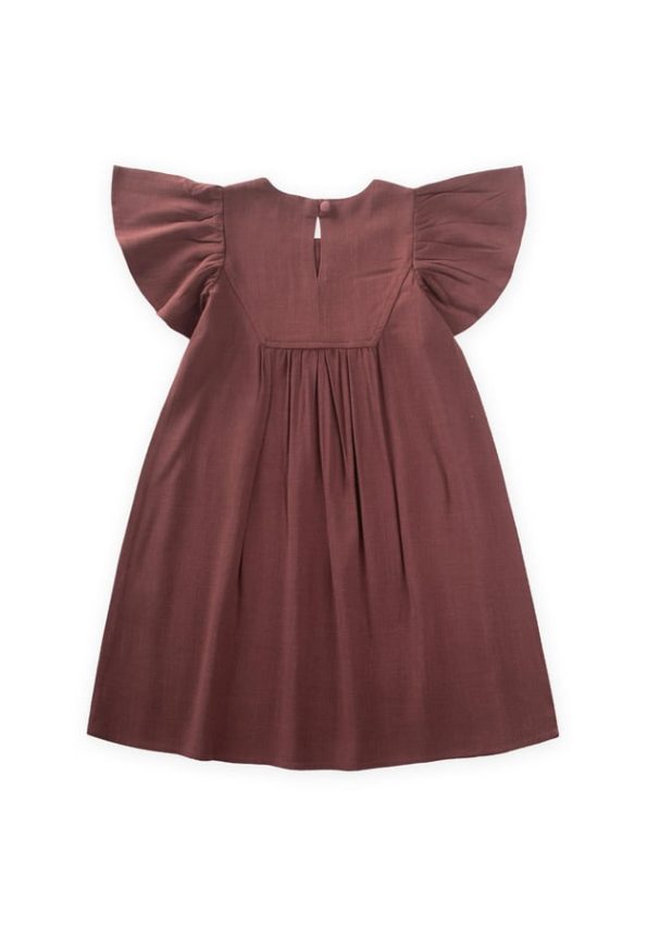 Embroidered Linen Dress for Ages 2-7 in Plum