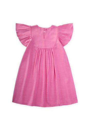 Embroidered Linen Dress for Ages 2-7 Pink
