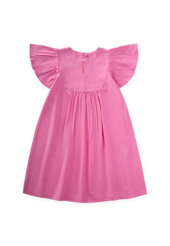 Embroidered Linen Dress for Ages 2-7 Pink